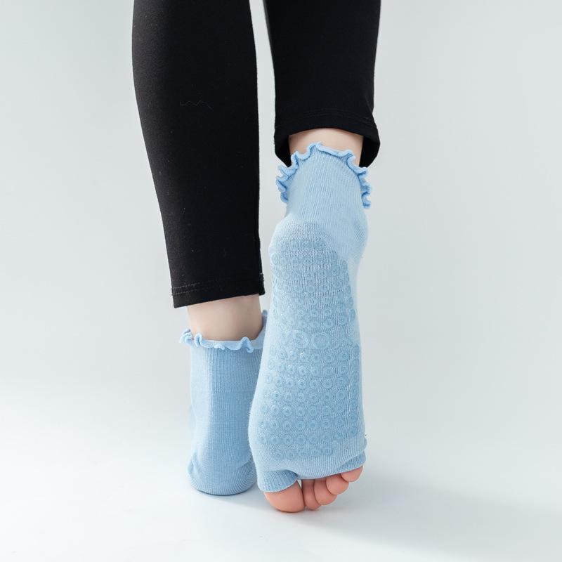 Women Backless Two-finger Yoga Socks Anti-slip Breathable Pilates Ankle Ballet Dance Athletic Ladies Socks