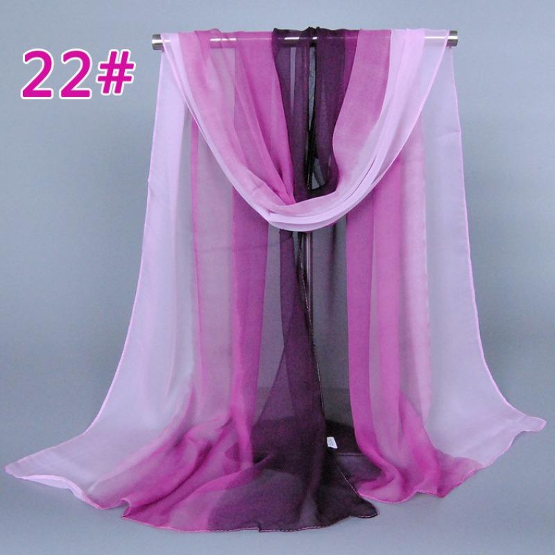Supply imitation silk georgette silk scarf, popular bright and gradual change of color accessories scarf
