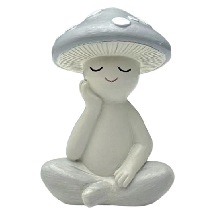 

Meditations Mushroom Resin Statue Cute Plant Figurine Tabletop Ornament for Living Room and Garden Patios Decoration