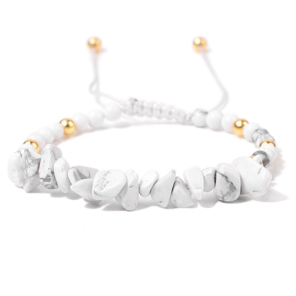 Белый кристальный браслет плетеный регулируемый мужской подарок золотые бусины тигровый глаз обсидиан неровный белый кристалл плетеный браслет