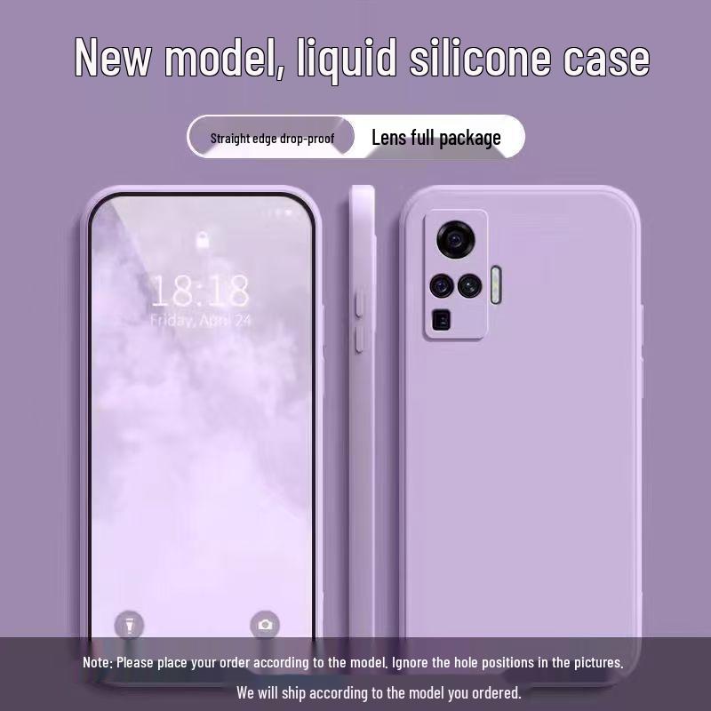 Vivo X50 Pro Liquid Silicone Anti-Drop Straight Edge Case - Solid Color, Full Coverage