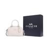 Coach Satchel 19 Letter Logo Zipper Closure Smooth Leather Bowling Bag Shoulder Crossbody Handbag Medium Women Handbags Silver White CT776-SVHA