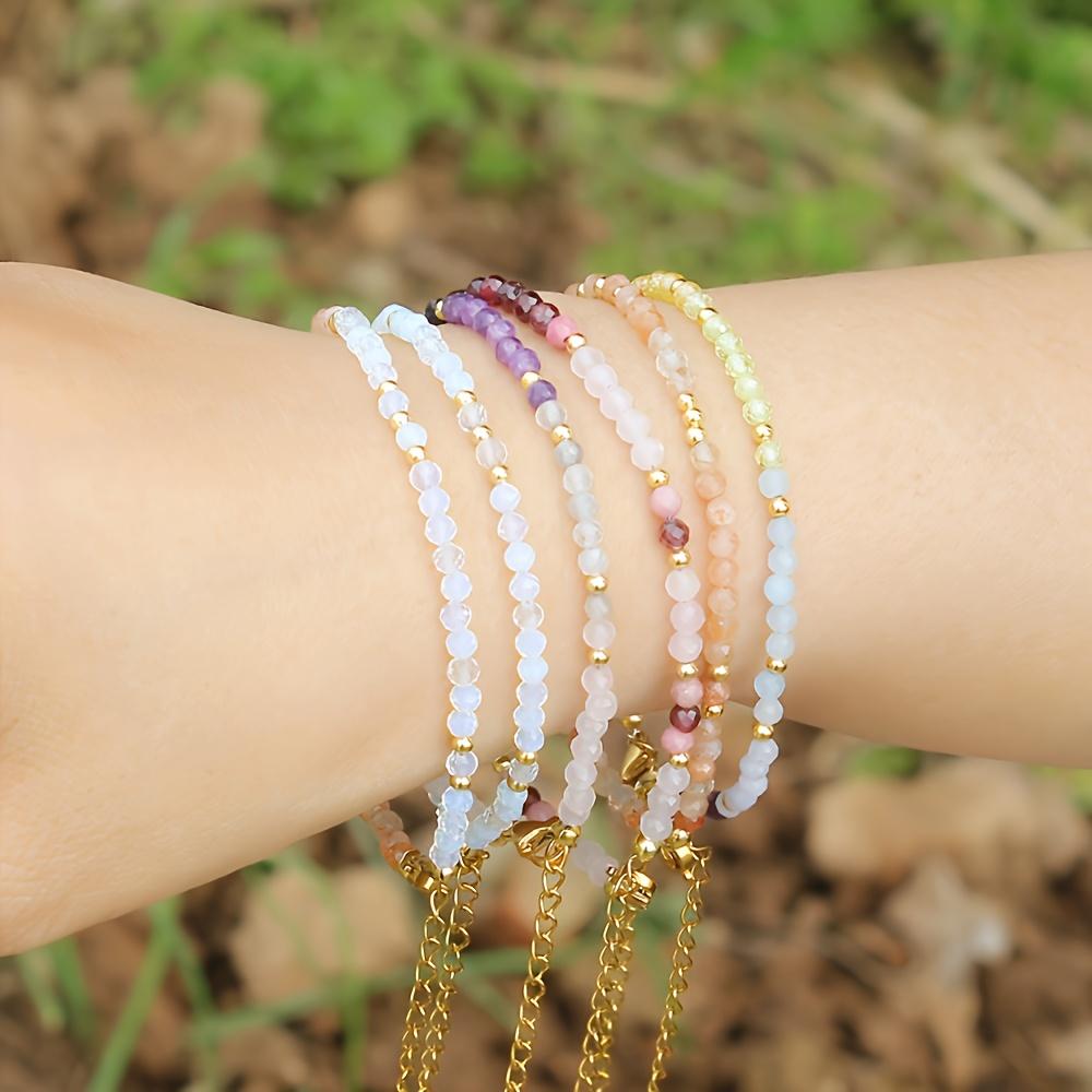 Natural Colorful Crystal Bracelet, Bohemian Style, Gift for Girls, Wives, Girlfriends, Grandmothers and Grandmothers