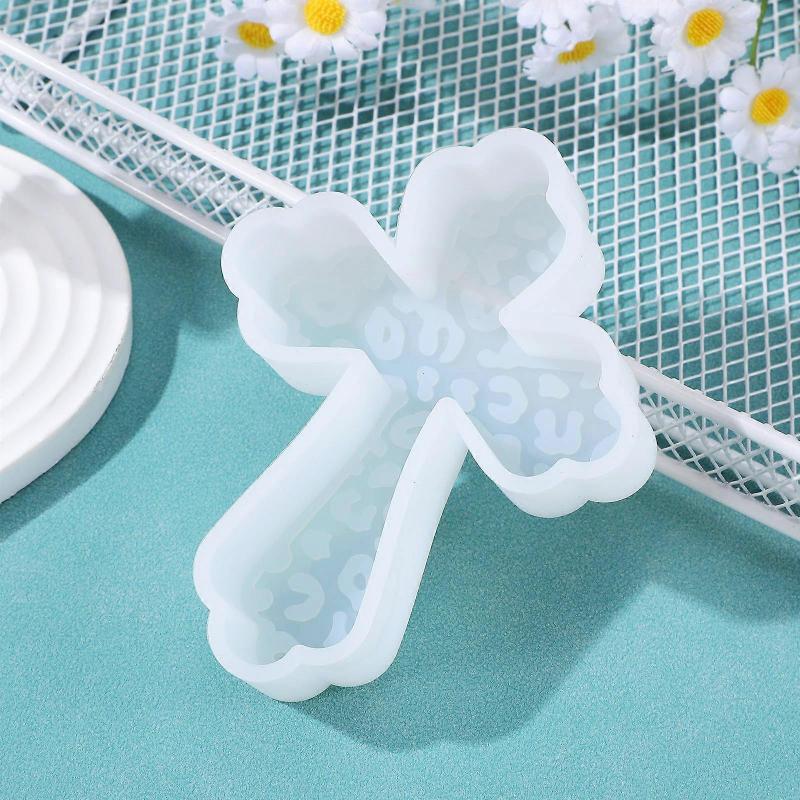 2Pcs Cross Shaped Silicone Mold for Craft Use Plaster Ornament Casting