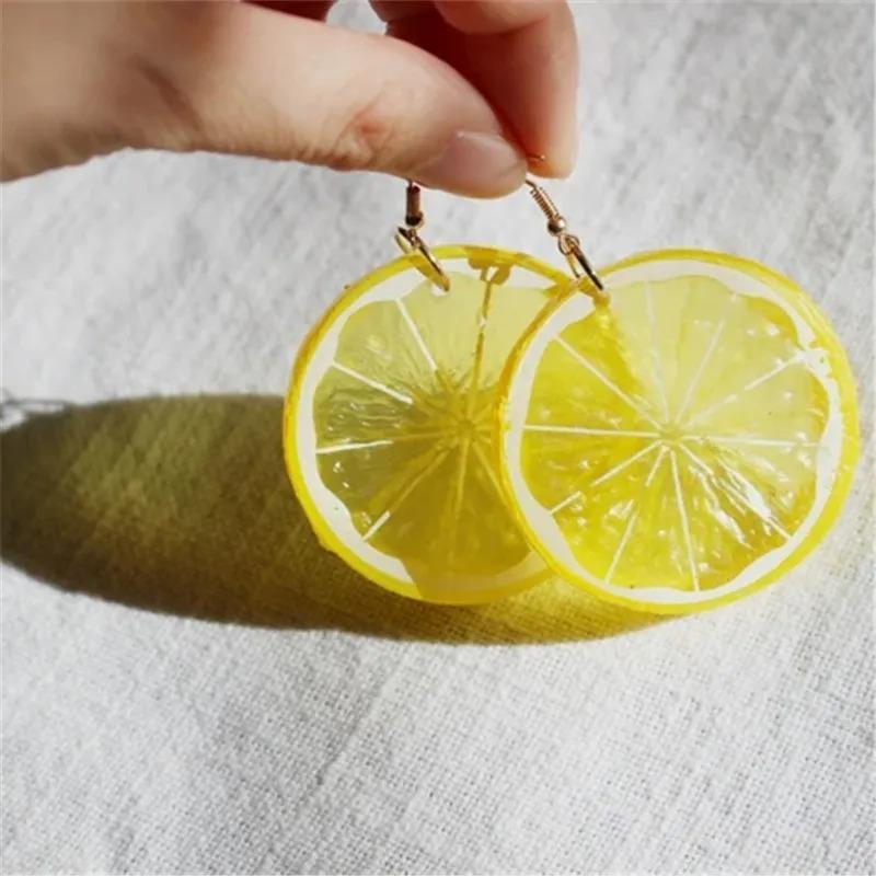 New Fashion Fruit Transparent Pearl Colored Lemon Earrings Y2k Women's Creative Jewelry