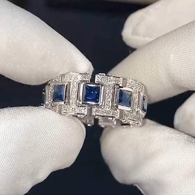Luxury Shiny Blue Cubic Zironia Rings for Women Creative Fresh Style Finger Accessories Delicate Charms Wedding Jewelry