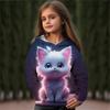 Kids Clothes Girl Spring Fall Hoodies Cartoon 3D Cat Print Streetwear Children's Sweatshirts Outerwear Pullovers Girl Clothing
