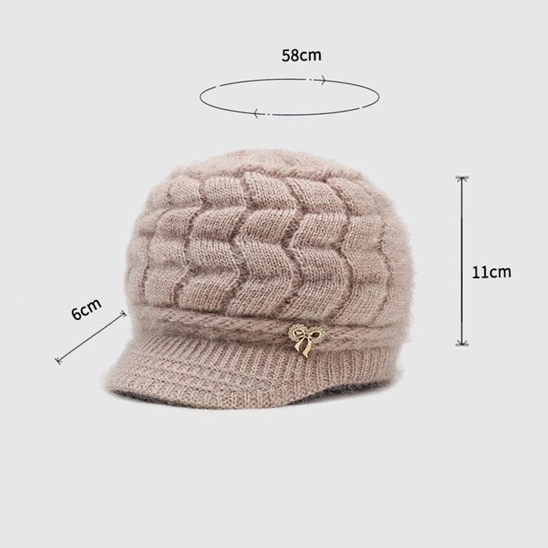 Autumn Winter Women's Hat Thick Wool Hat with Duck Tongue Middle-Aged and Elderly Knitted Hat Mother Hat Pullover Hat