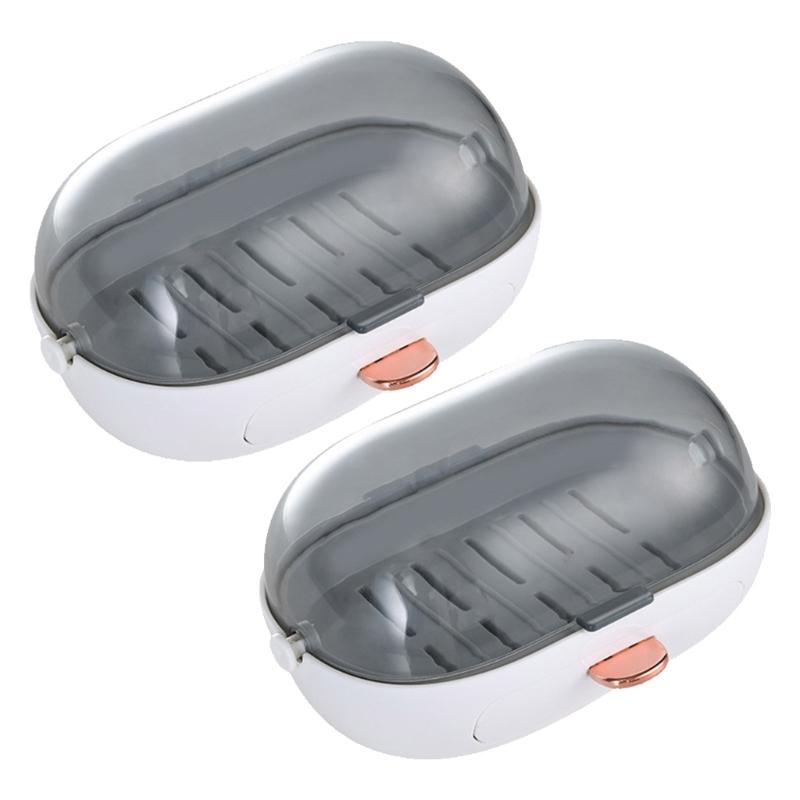 Set Of 2 Soap Boxes With Strong Suction Cup, Easy Cleans Soap Holder Shower for Bathroom and Kitchen Use 1