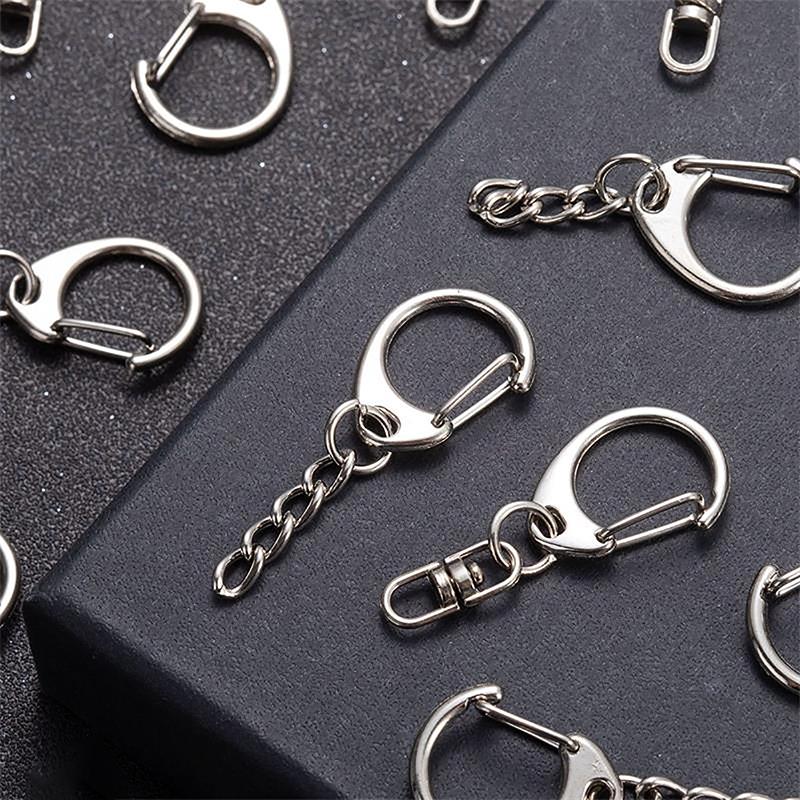 

5 шт./пакет, брелок для ключей из сплава, брелок 23/26 мм, D-образная пряжка с 4-секционной цепочкой, разделенный брелок, подвеска, аксессуары для изготовления подвесок своими руками
