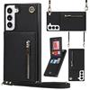 Lanyard Cards Solt Cover Zipper Wallet CrossBody Case For Samsung Galaxy S24 Ultra S22 S21 Note20 S20 S10 S23 Plus Stand Cover