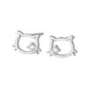Fashio And Cute Cat 925 Sterling Silver Jewelry Simple Temperament Zircon Inlaid Hollow Animal Earrings E147