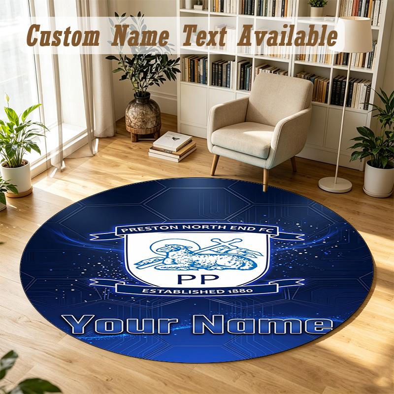 Round Rug Custom NamePreston North End Pattern Non Slip Carpet Home Floor Decor