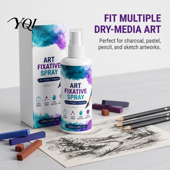 Pastel Painting Protection Art Fixative Spray, Smudge-Proof Protection, Quick-Drying Clear Coating, Non Yellowing, 3.4Oz Drawing And Sketching