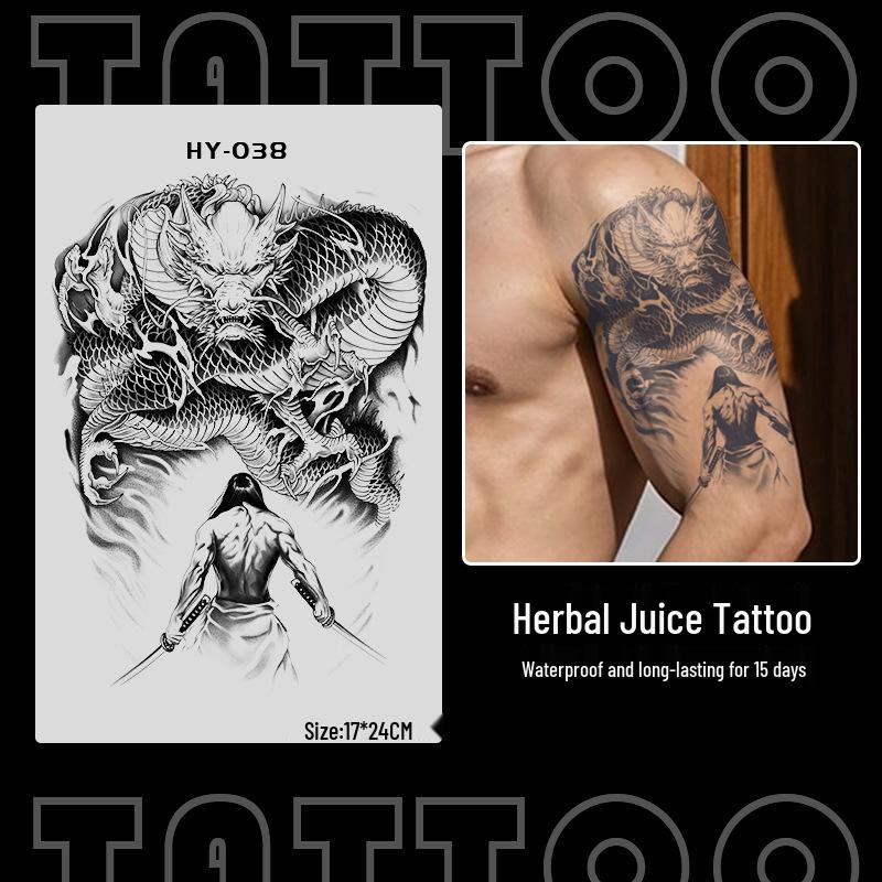 Japanese Traditional Tattoo Waterproof Sticker: Men's Long-lasting Floral Arm Pattern.