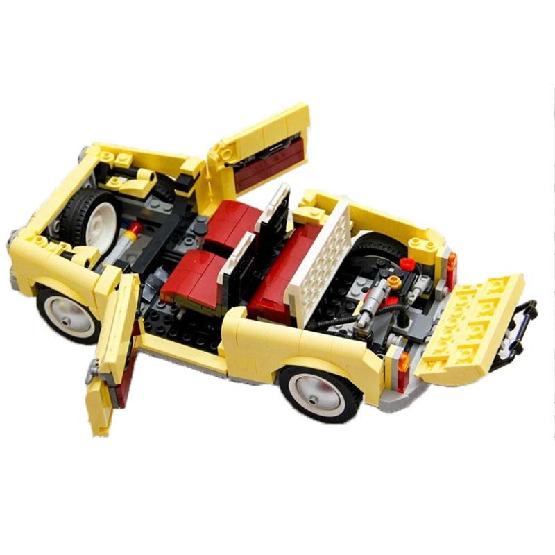 Technical Fiat Building Blocks Classic Yellow Car Model Creator Assemble Vehicle Bricks Toys for Boys Kids Gift
