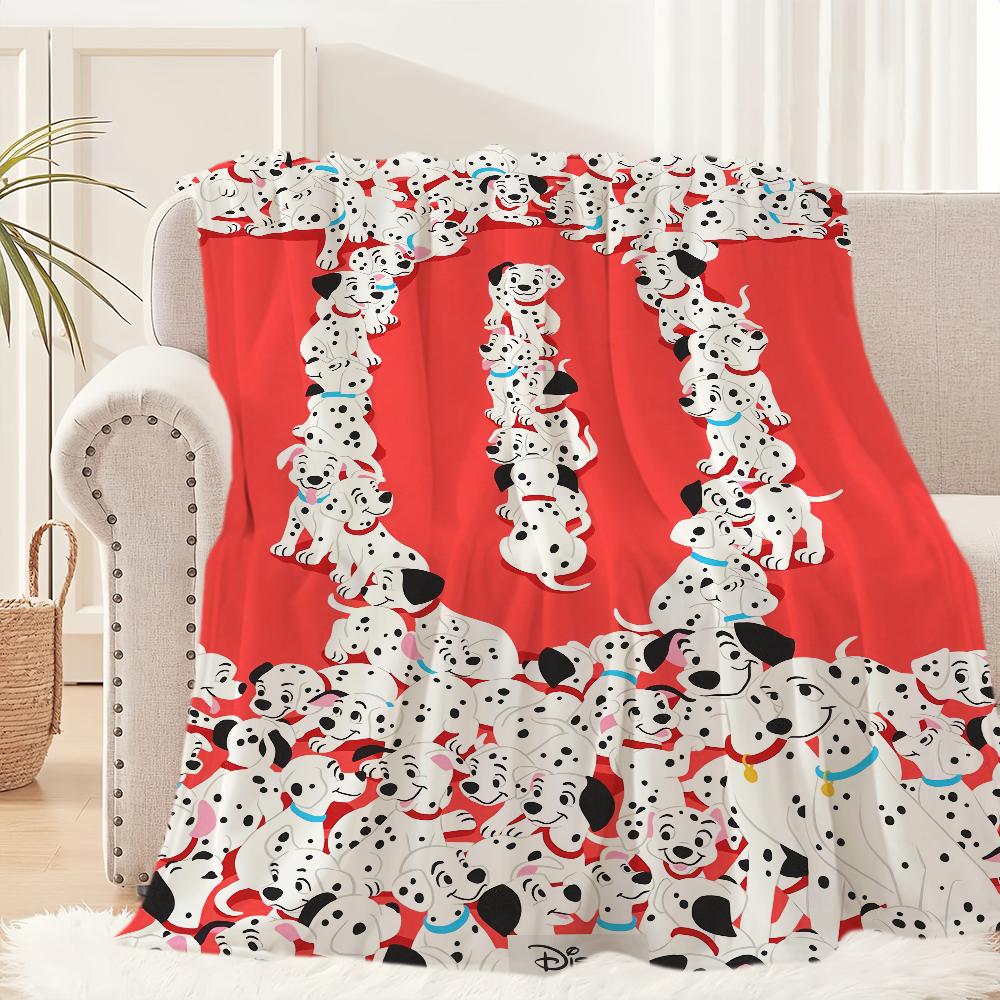 Cartoon Dog 101 D-Dalmatians-s Pattern Blanket Plush Nap Sofa rug for Living Room Office Bedroom Birthday Home Travel Kid Gifts