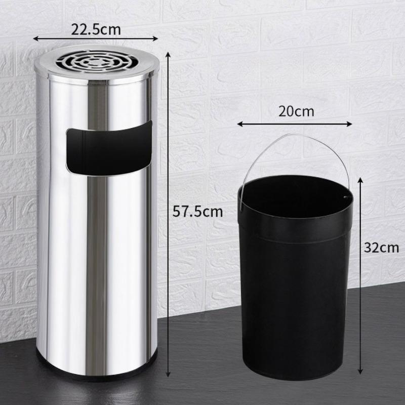 Stainless Steel Waste Bins Vertical Garbage Bin Hotel Lobby Luxury Circle Trash Can Public Food Waste Disposal Accessories