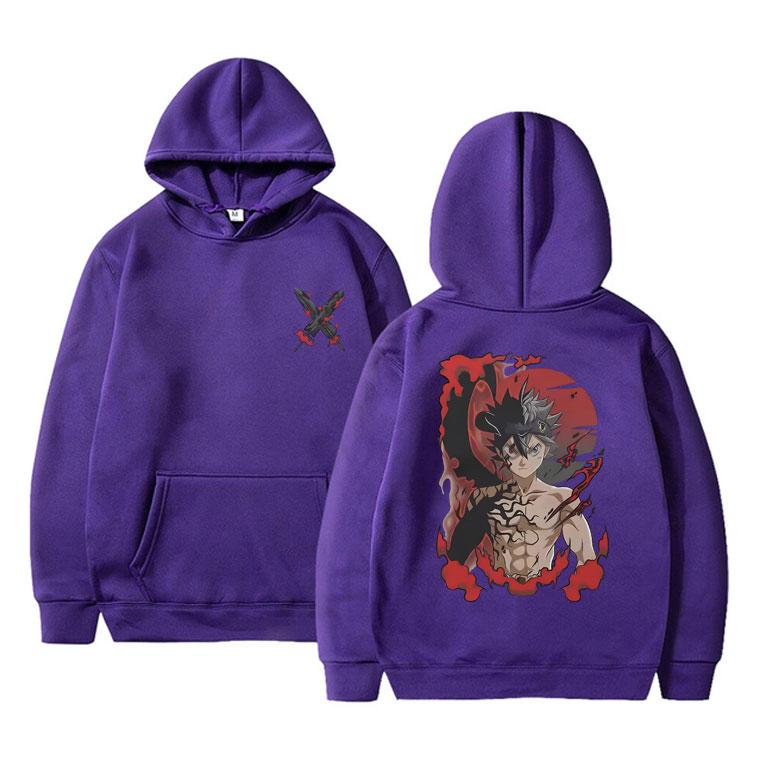 Japonské anime Black Clover Print Mikina s kapucí Manga Asta Grafika Mikiny s dlouhým rukávem Unisex Dámská Móda Ležérní mikina oversized