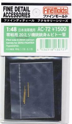 Fine Mold Lietadlové príslušenstvo 20mm Guľometná Pitotova trubica Sada pre Zero Fighter Typ 22 Typ 52 Plastové Modelové Diely AC72 1/48 &