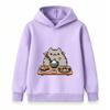 Kids Boys Girls Hooded Pullover Sweatshirt Cute Cartoon Cat Sushi Pattern Casual Soft Pullover Top for Daily Wear Gift for Sushi Lovers
