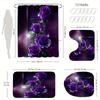 4Pcs Bathroom Shower Curtain Set Purple Rose Bathroom Curtain With 12 Hooks Non Slip Rugs Toilet Cover Mat Bathroom Partition