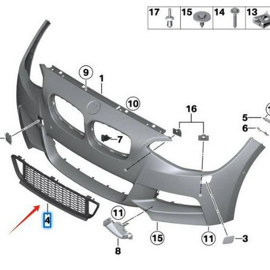 BMW 1 Series F20 LCI Front Bumper Lower Grille (51118060284)