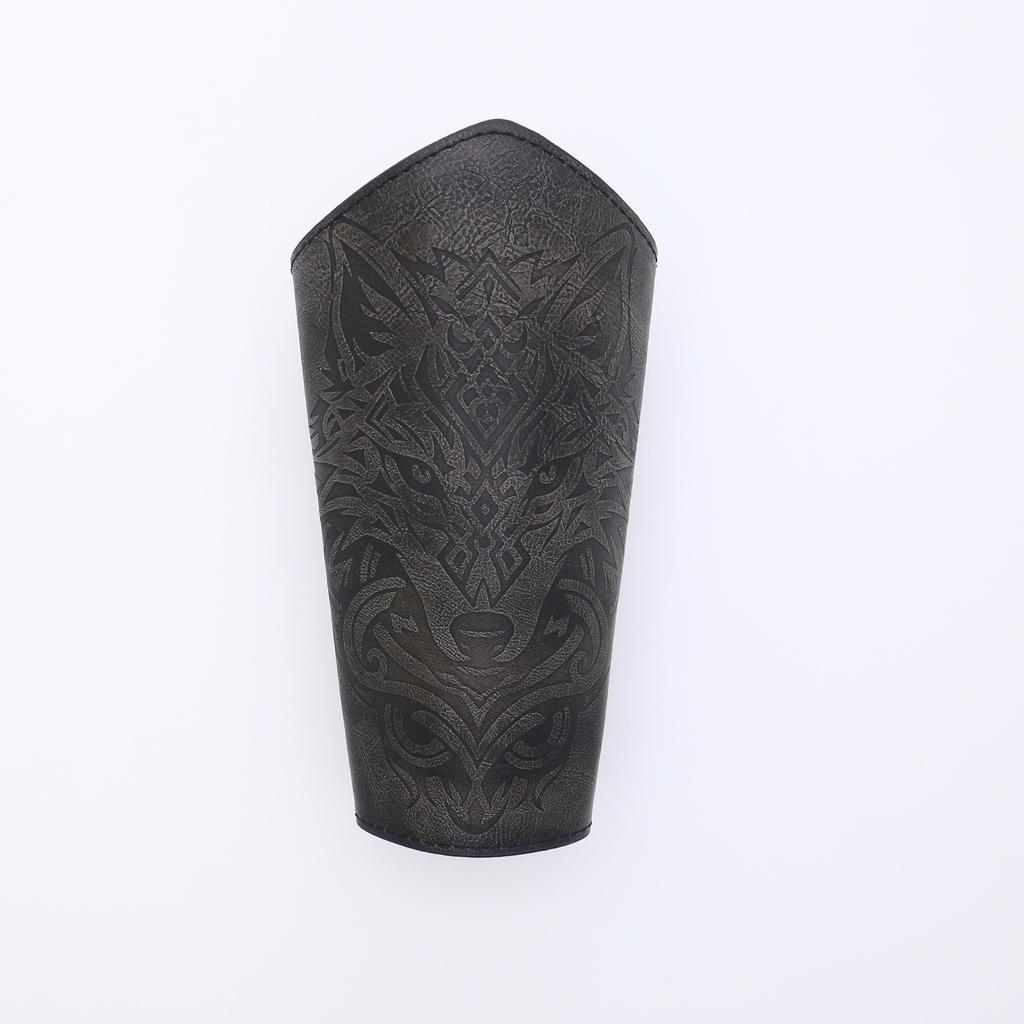 Mittelalterliche Herren Lederarmschienen Wikinger Wolf Geprägt Punk Armschienen Cosplay Verkleidungsrequisiten