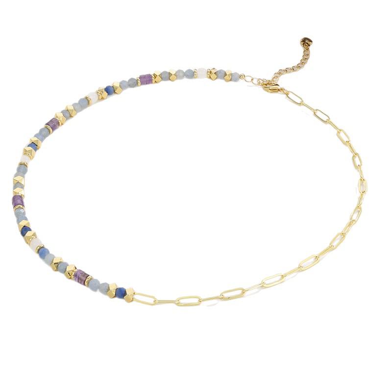 Elegant Mixed Color Stone Dopamine Beaded Necklace for Women - Rainbow Niche Fashion Clavicle Chain