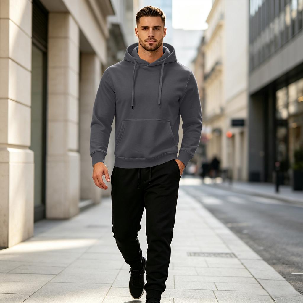 Men's Casual Sweatshirt and Jogger Set for Fall Winter Sports Training
