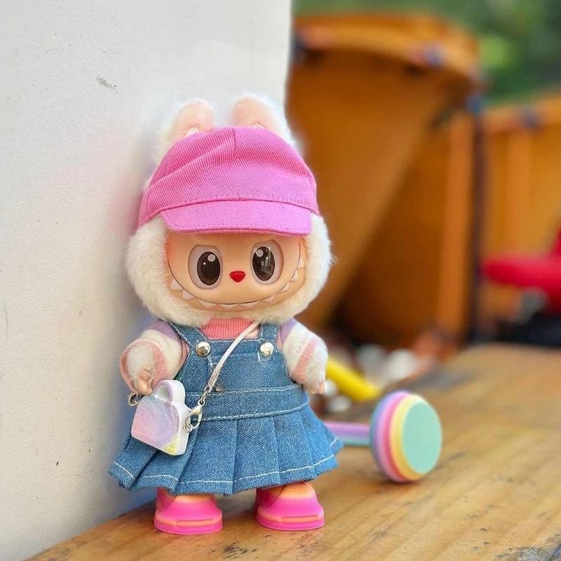 For Labubu Big Into Energe Doll T-Shirt Denim Baseball Cap Strap Skirt Clothes For Labubu Doll Outfit Accessories