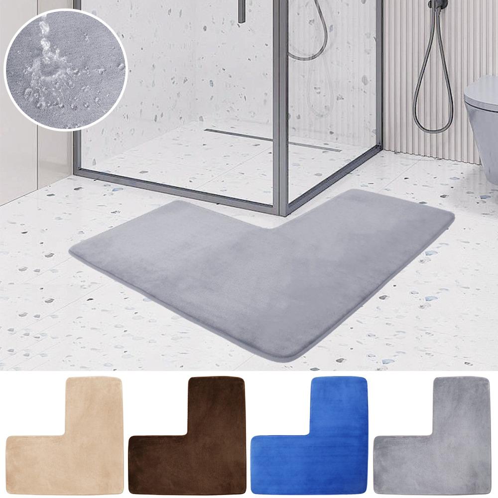 

1PC Bathroom Rugs L-shaped Kitchen Floor Carpet Non-slip Entry Doorway Floor Mat for Bedroom Kitchen Living Room Home Decoration кофейный