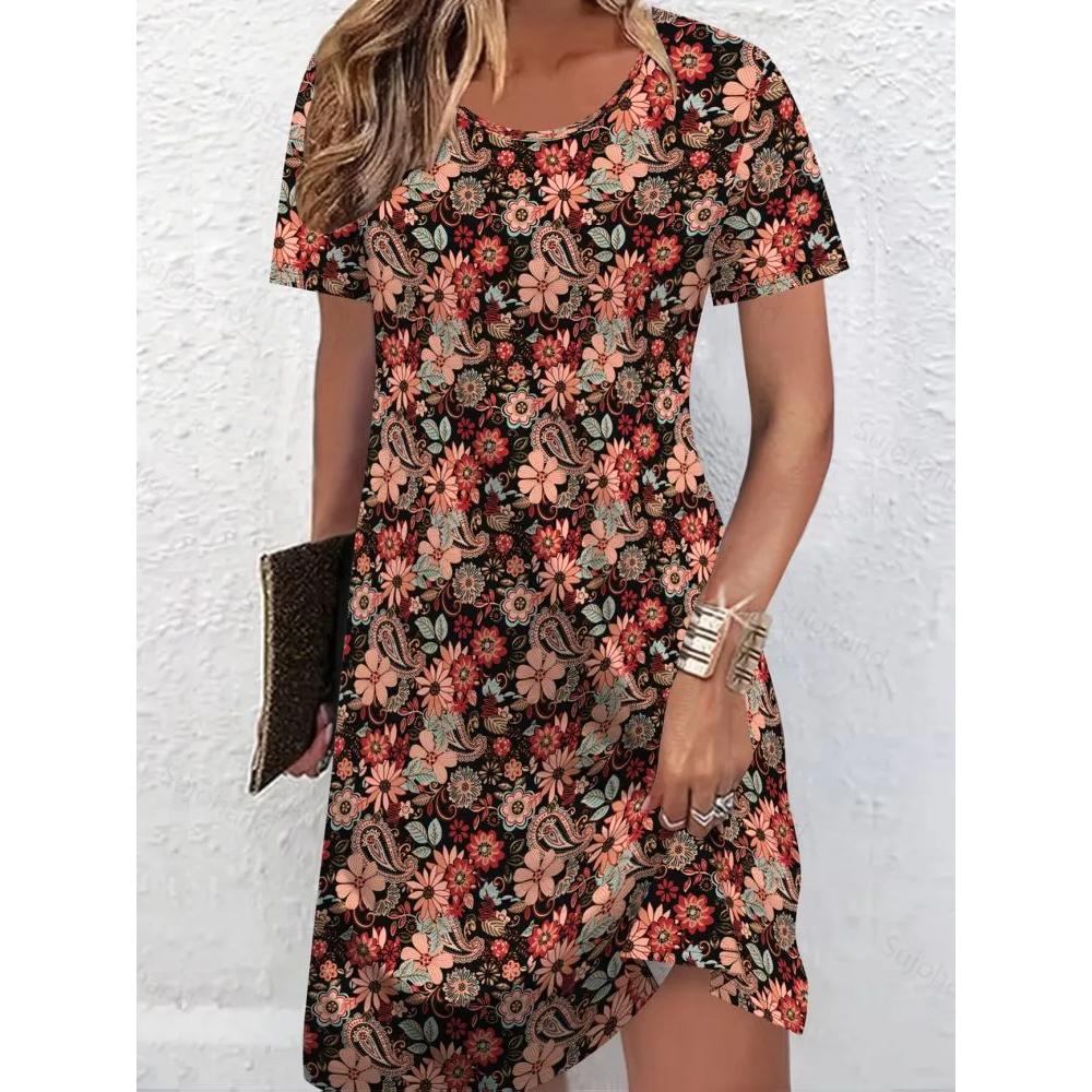 Comoda Versatile Maglia Girocollo Vestito Moda Larga Casual Vestiti