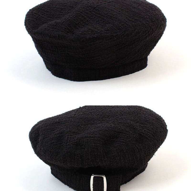 

Универсальная химия Берет из черного твида с поясом Берет FREE