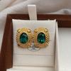 Retro Court Light Luxury Round Geometric Earrings Stud Earrings French Temperament High Sense Shining Classic Square Personality