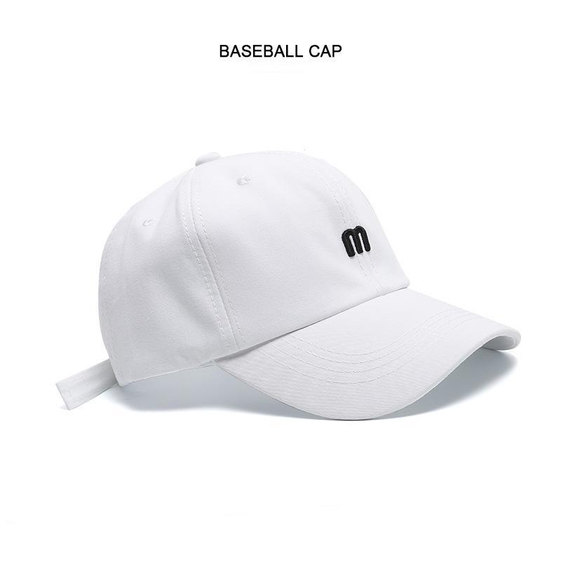Hat M Embroidered Peaked Cap Men's and Women's Versatile Bent Cotton Soft Top Sun Hat Stylish Simple Women's Baseball