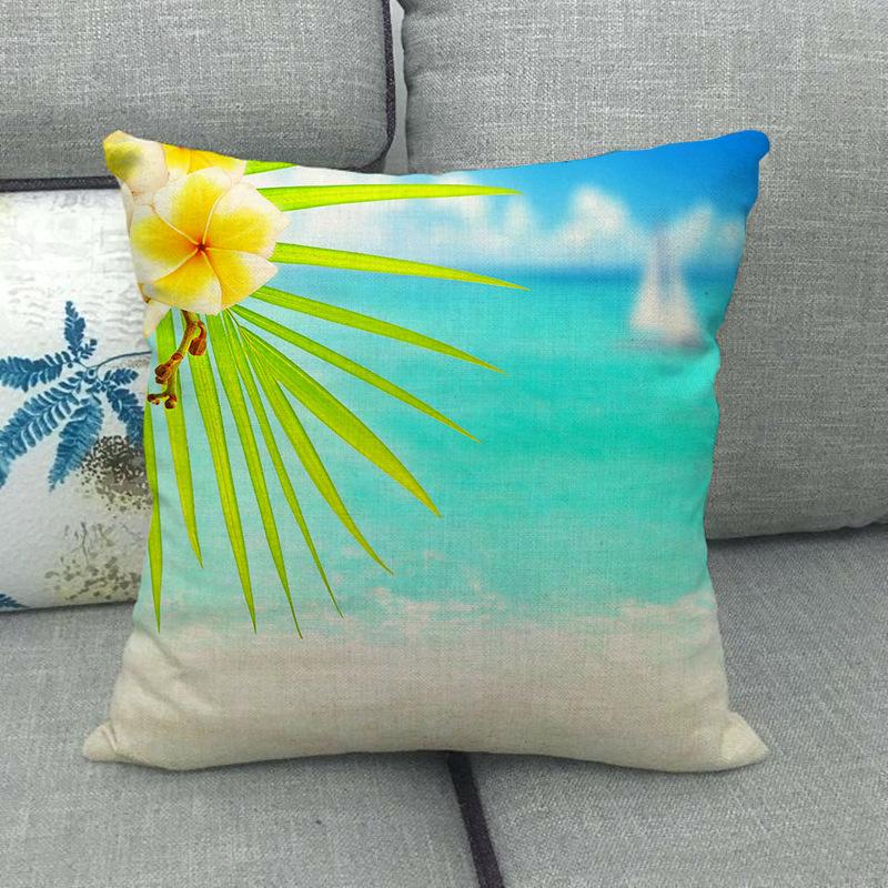 Palm Tree Leaves, Turtle-Back Bamboo Plant Digital Printing Short Plush Pillow Covers For Sofa Office Cushion Cover Home Goods