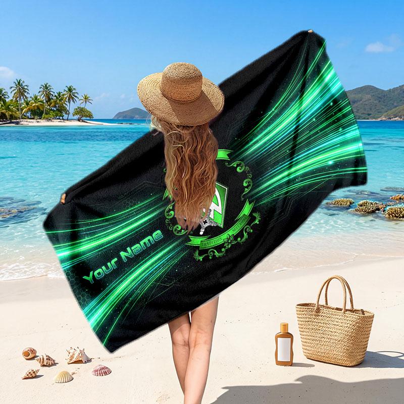 Werder Bremen FC Benutzerdefiniertes Strandtuch, Personalisierter Namens-Textdruck, Fußballlogo Weiches Schnelltrocknendes Handtuch Urlaubsgeschenk