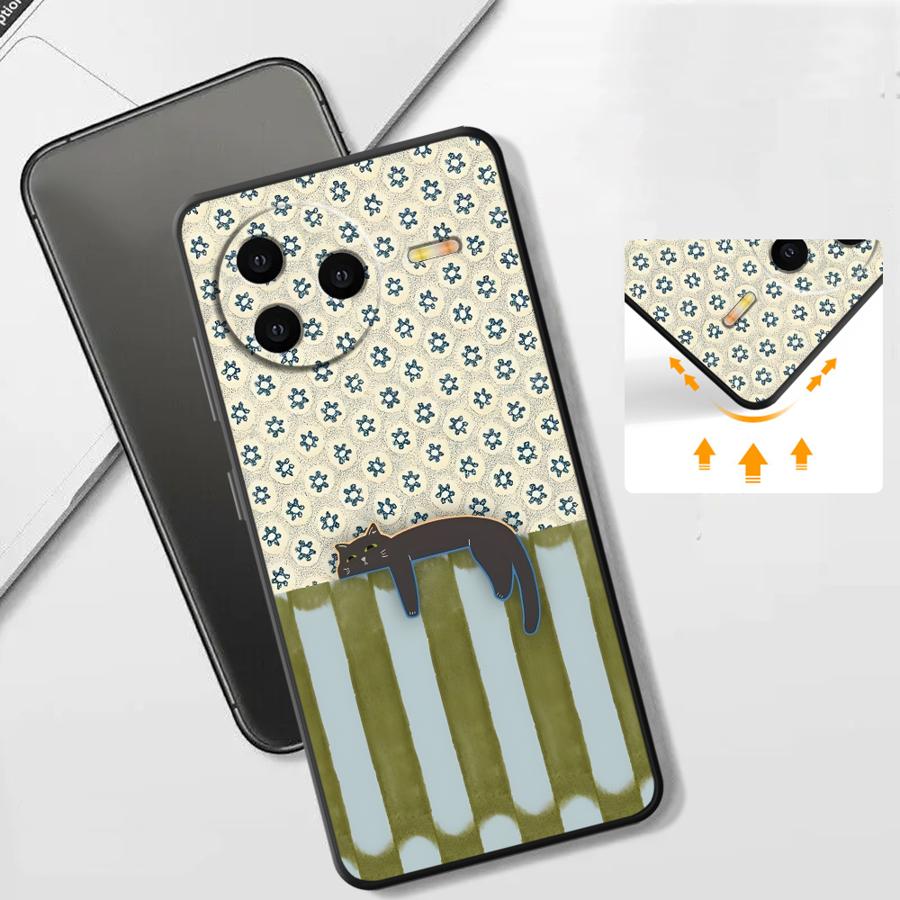 Cartoon Grid Cat Case for Xiaomi Redmi A1 A2 Plus 13C 14C A4 12C K40 K80 Pro 10 A5 9 A3 Funda Phone Cover