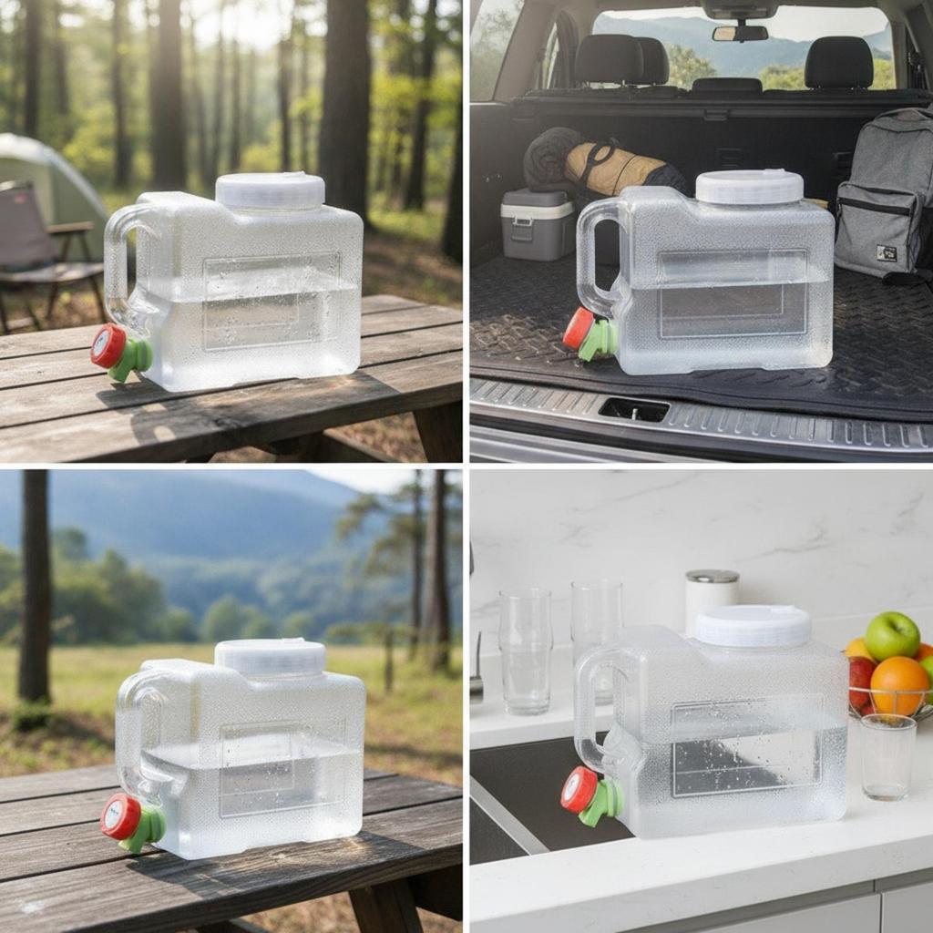 Water Container with Spigot Clear Jug Compact for Campers, Journeyers, Camping,