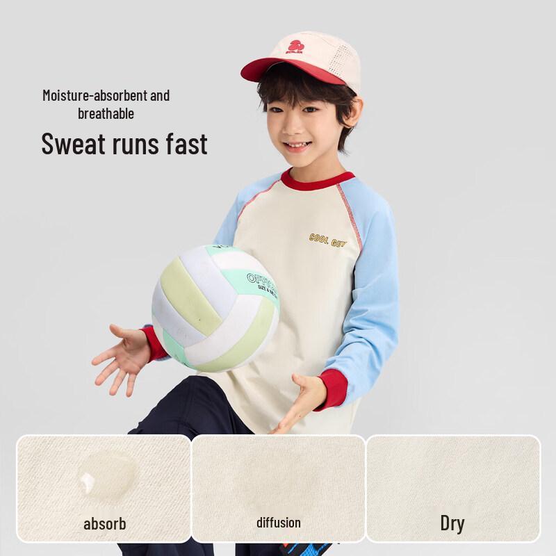 Zuoxi Boys  Color-Block Long Sleeve Quick-Dry Sun Protection T-Shirt 120