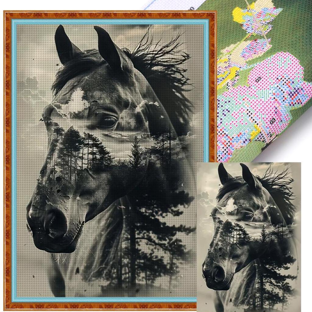 Animal Printed Cross Stitch Kit DIY 11CT Embroidery Craft Set Home Wall Decor