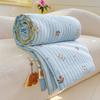 Cartoon Printed Wrinkled Yarn Summer Quilts Cozy Single and Double Air-Conditioned Quilt Cooling Breathable Home Soft Bedspread