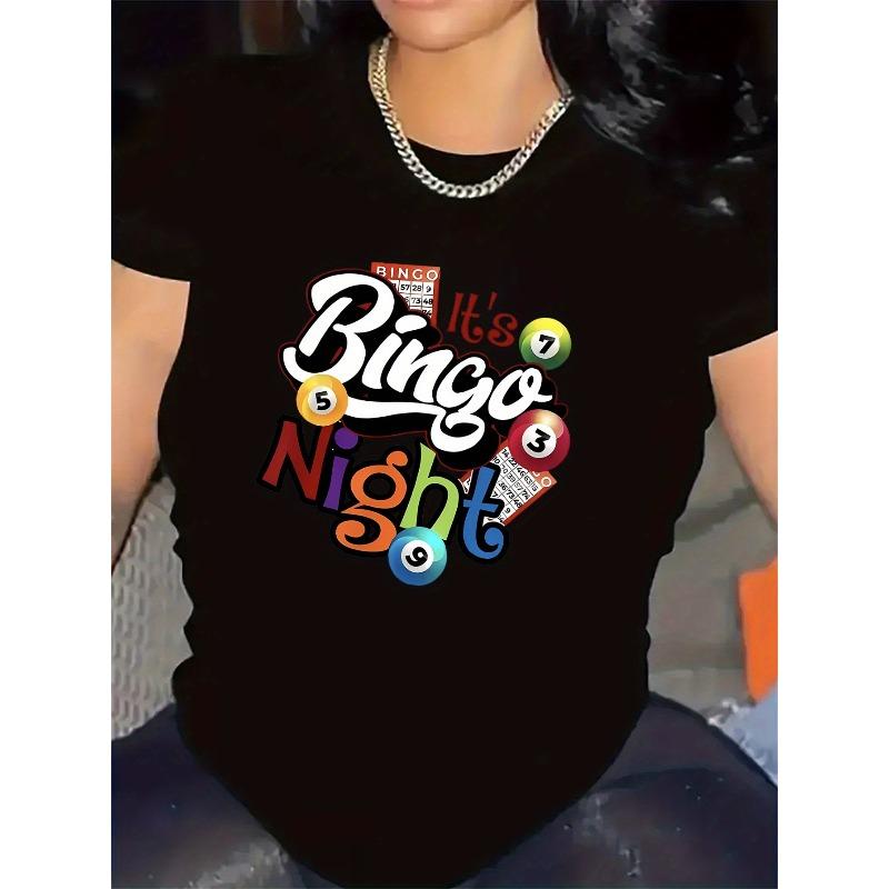 

European sizes Women S Bingo Night T-Shirt It S Bingo Night Graphic Tee with Bingo Cards Parties & Casual Attire - Soft Crewneck Top for Bingo Lovers 4XL чорний