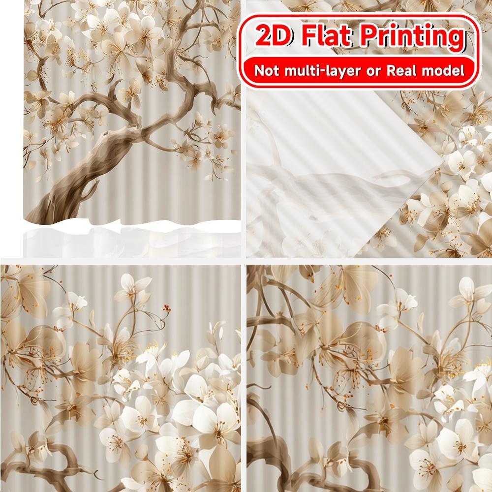 2D Flat Printing,2pcs Golden Blossom Modern Curtain Modern Polyester Curtains All Seasons for Living Room, Bedroom, Home Decor
