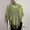 Women's Hollowed Knitted Triangular Scarf Imitation Cashmeres Soft Winter Shawl Wrap Neckerchief Blanket with Fringes