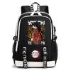 Demon Slayer Anime Print Student Backpack USB Charging Port Lightweight School Bag for Boys Girls