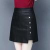 Leather Skirt Women's New High-waisted Spring and Autumn Half Skirt A-line Skirt Slimming PU Leather Short Skirt Package Hip