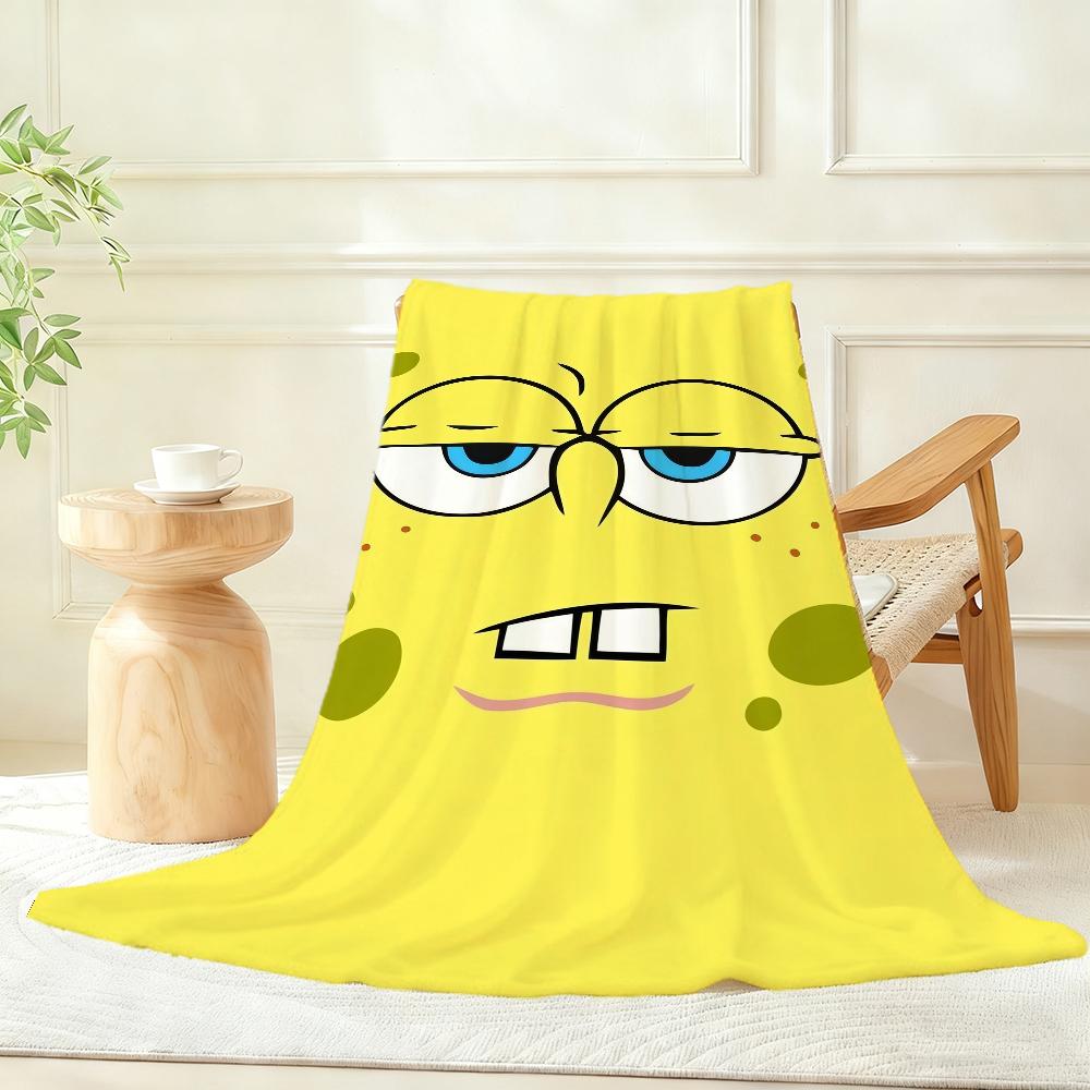 S-sponge-Bob-b cartoon Pants-s Blanket Throw Super Cosy Plush Living Room Sofa Couch Childish Birthday Gifts S-square- cute