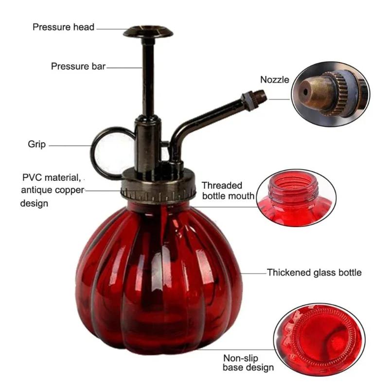 1 Stück Glasgießkanne Topf Vintage Pflanzensprüher Messing Drucksprüher Retro Kürbis Sprühflasche Antik Kupfer Sprinkler